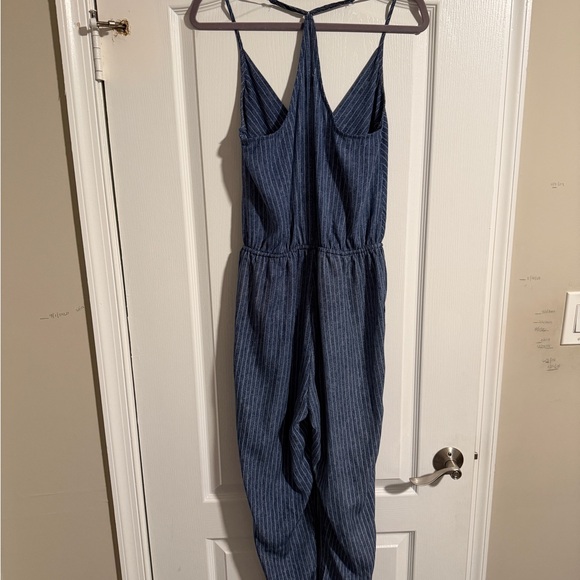 Storia Blue Herringbone Jumpsuit - Picture 2 of 4